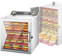 Commercial Electric Food Dehydrator, 12-Hour Timer, Adjustable 30-90℃ Temp Control, Stainless Steel Fruit & Jerky Dryer for Beef, Herbs, Veggies, Dog Treats, 12 Layers