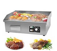 Commercial Electric Frying Pan - Nonstick Teppanyaki Adjustable Temperature - Stainless Steel Countertop Flat Top Frying Pan 50~300℃
