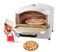 Commercial Electric Gas Pizza Oven with Temperature Pointer Gauge Pizza Forming Machine Ventilation Openings On Both Sides Pizza Maker for Grilled Pizza,Lamb Chops Electricity
