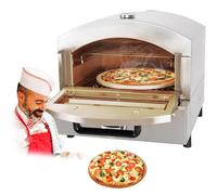 Commercial Electric/Gas Pizza Oven with Temperature Pointer Gauge | Stainless Steel Countertop Multipurpose Indoor Pizza Oven with Glass Window for Restaurant Home