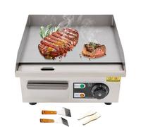 Commercial Electric Griddle 2000W, 14in Countertop Flat Top Griddle Plate with 2 Shovels 2 Oil Brushes, Thermostatic Control 50-300℃, Business Catering BBQ Steak Flat Top Grill