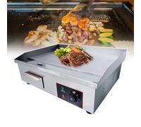 Commercial Electric Griddle, Stainless Steel Full Flat Large Kitchen Hotplate, with Thickened Side Baffles, U-Shaped Heating Tube, Non-Slip Foot Pads,A