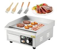 Commercial Electric Griddle with Adjustable Temperature Control, Includes Accessories for Kitchen Cooking