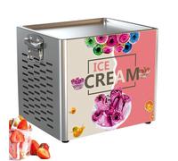 Commercial Electric Ice Cream Roll Maker, Stainless Steel Frozen Yogurt Machine for Bars, Cafes, Dessert Shops