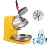 Commercial Electric Ice Crusher, Snow Cone Maker with Stainless Steel Blades, Heavy Duty Ice Shaver with Splash-Proof Design for Bars, Restaurants, Cafes, and Home Use(Yellow)