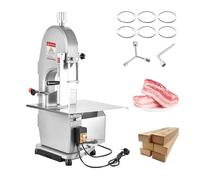 Commercial Electric Meat Bandsaw, 1500W Stainless Steel Countertop Bone Sawing Machine, 9.8in Max Cutting Height, 6 Saw Blades,Waterproof Motor,Bandsaw