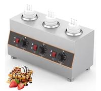 Commercial Electric Sauce Warmer Dispenser, Stainless Steel Countertop Food Warmer with Adjustable Temperature 30-85°C, for Nacho Cheese, Hot Fudge, Caramel, 4 Bottle