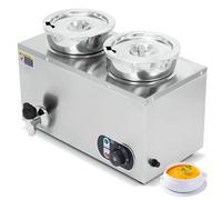Commercial Electric Sauce Warmer, Stainless Steel Soup Heater, Adjustable Temperature 50-85℃, Countertop Food Warmer for Catering and Parties, Double Head 7L