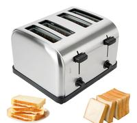 Commercial Electric Toaster, 4-Slice with Auto Shut-Off, Cancel Button, Removable Crumb Tray, 6-Level Browning Control, Extra Wide Slots for Home, Restaurant, Bakery Use