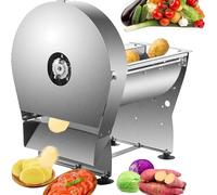 Commercial Electric Vegetable Cutter, 2-in-1 Food Processor, Manual Operation, 0-10mm Adjustable Slicer & 3mm Shredder, Heavy Duty Stainless Steel, for Cabbage, Onion, Potato, Carrot, Fruit