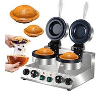 Commercial Electric Waffle Maker and Sandwich Press, Double Head Non-Stick Panini Grill with 50-300℃ Temperature Control & 5-Minute Timer for Home Use