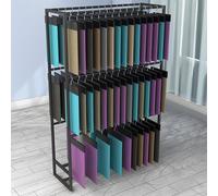 Commercial Fabric Roll Storage Rack with Adjustable Hanging Rod, Floor-Standing Metal Organizer for Vinyl Spool, Leather Roll, Window Film