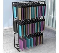 Commercial Fabric Sample Display Rack, Floor-Standing Quilt/Blanket/Scarf Display Stand, Adjustable Fabric Sample Organizer Holder, Exhibition Hall Display Rack Shelves(Black,120x40x180cm)