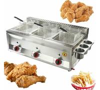 Commercial Fat Fryer Basket 10L/20L/30L Commercial Lpg Gas Deep Fryer with Basket and Lid, Stainless Steel Countertop Deep Gas Fryer,for Home Kitchen~/