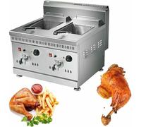 Commercial Fat Fryer Basket Commercial Propane Gas Deep Fryer, Stainless Steel Countertop Kitchen Frying Machine, Restaurant Kitchen Frying Machine with Basket for Home~/