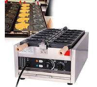 Commercial Fish Waffle Machine, Taiyaki Fish-Shaped Waffle Iron, Nonstick Coating, 180° Flip Stainless Steel, for Cafes, Food Stores, Restaurants, 3pcs