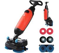 Commercial Floor Scrubber Buffer Polisher, 17" Cleaning Width, Cordless Design, Dual Brushes with 360° Swivel Head for Wood, Tile, Marble, Cement Floors