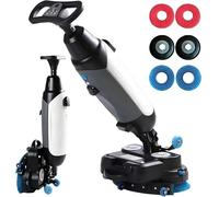 Commercial Floor Scrubber Machine, 360° Rotation, Dual Brush Design, 45cm Cleaning Width, 4.5L Clean Water Tank, 7.5L Waste Tank for Hard Floor Cleaning