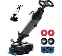 Commercial Floor Scrubber, Wireless Rotating 360° Steering 17" Walk Behind Machine, Portable Tile Buffer for Office Workshop