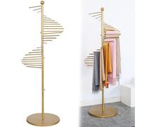 Commercial Floor-Standing Metal Spiral Scarf Holder & Hijab nizer Display Stand - 30 Rods Space-Saving Rack for Belts Pants Blankets - Ideal for Clothing Stores & Home Use