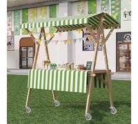 Commercial Food Cart with Wheels Mobile Vendor Stand with Canopy Portable Street Stall Display (47.2x23.6in) Ideal for Outdoor Events and Food Sales.