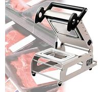 Commercial Food Container Sealing Machine, Manual Tray Sealer, Spring-Loaded Reset, Stainless Steel Body, Silent Operation, for Restaurant Takeaway Meal Packing(22 * 16cm)