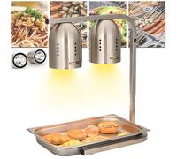 Commercial Food Heat Lamp, Stainless Steel Food Warmer Lamp Portable Electric Food Warmer, Heat Preservation: 60-80 °C, Height Adjustable, for Kitchen Restaurant Barbecue Buffet Hotel