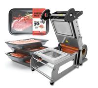 Commercial Food Sealing Packing Machine, Takeaway Box Hand Pressure Food Packaging Machine, Food Container Tray Sealer for Steak Cooked Foods, 7~8 Times/Min (110v 320mm)