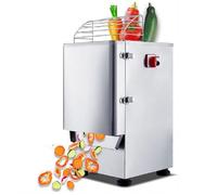 Commercial Food Slicer - Stainless Steel Automatic Vegetable and Fruit Cutter, Adjustable Slice Thickness 2-6mm, Dual Feed Inlets for Efficient Food Preparation