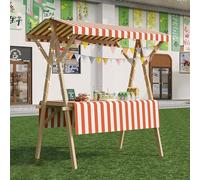 Commercial Food Trucks, Portable Market Stalls, Lockable Wheels, Multi-purpose Display Racks, Foldable Retail Kiosks, Ideal For Outdoor Vendors(Orange,150cm/59.1in)