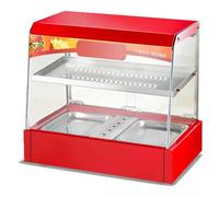 Commercial Food Warmer Cabinet, 2-Tier Hot Display with Built-in Lighting, Keeps Chicken Wings and Burgers Warm for Buffet Restaurants