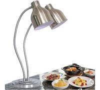 Commercial Food Warmer Heat Lamp, Double Head Buffet Warming Light for Pizza, Fried Chicken, Steak, Freestanding Stainless Steel Food Heating Lamp for Restaurants & Catering (Silver)