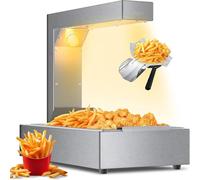Commercial Food Warmer Heat Lamp with Dump Station for French Fries, Countertop Buffet Kitchen Equipment for Restaurants and Hotels