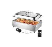 Commercial Food Warmer Stainless Steel Full-Size 1 Pot Steam Table with Lid 9.5 Quart for Kitchen Tableware Dishes Plates