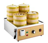 Commercial Four-Hole Electric Food Steamer - Stainless Steel Home Steamed Buns Machine for Chinese Cuisine Recipes - Cookware for Dumplings and Rice