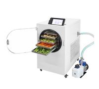 Commercial Freeze Dryer -60℃ Low Temperature Vacuum Machine with Rotary Vane Vacuum Pump, 4-layer Drying Equipment for Food, Vegetables, Fruits, and Meat