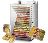 Commercial Freeze Dryer - Food Dehydrator with Stainless Steel Trays, Adjustable 30-90℃ Temperature Control & 12-Hour Timer for Jerky, Fruits & Herbs