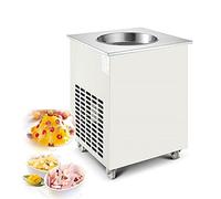 Commercial Fried Ice Cream Roll Machine,Electric Ice Cream Roll Maker Single Round Pan Frozen Yoghurt, Automatic Defrost,With Wheels
