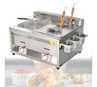 Commercial Gas Deep Fryer 20L inless Steel LPG Double Tank Countertop Frying Machine With Basket Lid For Restaurant Kitchen Food Truck