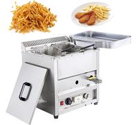 Commercial Gas Deep Fryer, Countertop Propane Gas Fryer, Freestanding Temperature Control, Gas Deep Fat Fryer Stainless Steel Tanks Basket Tabletop, Large Capacity Tank Deep Fryer
