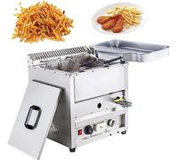 Commercial Gas Deep Fryer, Countertop Propane Gas Fryer, Freestanding Temperature Control, Gas Deep Fat Fryer Stainless Steel Tanks Basket Tabletop, Large Capacity Tank Deep Fryer (Color : Style1)