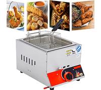 Commercial Gas Fryer 11L LPG Countertop Deep Fryer Stainless Steel Adjustable Flame Easy Clean Basket for Restaurant Home Kitchen