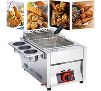 Commercial Gas Fryer - 11L LPG Countertop Stainless Steel Dual Fryer with Removable Baskets, Adjustable Firepower & Easy Clean for Restaurant Kitchen Use