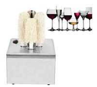 Commercial Glass Polisher, Stainless Steel Electric Machine with Hot Air Drying Function, 360° All-Round Cleaning for Various Round Glassware