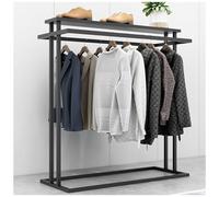 Commercial Grade Garment Rack with Double Hanging Rods and Shelves for Retail, Boutiques, and Laundry Organization