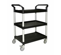 Commercial Grade Polypropylene Plastic Reusable Mobile Trolley - Large, Black Size: 851mm x 410mm x 940mm Includes 2x Braked & 2x Plain Easy-Fit Castors, Catering & Housekeeping Tools