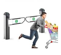 Commercial Grade Self-Service Entrance Barrier - Automatic Swing Gate with Adjustable Sensitivity, Three-Colour Traffic Light & Durable Mirror Aluminium Build, with Customizable Settings Style A