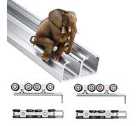 Commercial Grade Sliding Barn Door Hardware Kit - Double Track Adjuble Ceiling Mount, Supports 132 lbs, 13.1ft Silver Rails for Home & Office, Easy Inllat, Design