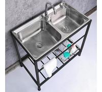 Commercial Grade Stainless Steel Catering Sink with Freestanding Stand & Tap, Heavy Duty Kitchen Sink for Restaurant, Cafe, Bar, Kitchen & Home Use
