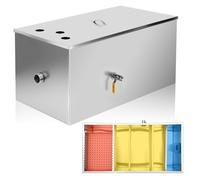 Commercial Grease Trap, 128L Stainless Steel Grease Interceptor, Under Sink Grease Trap with 3 Top Inlet, Waste Water Oil-Water Separator for Restaurant Canteen Home Kitchen